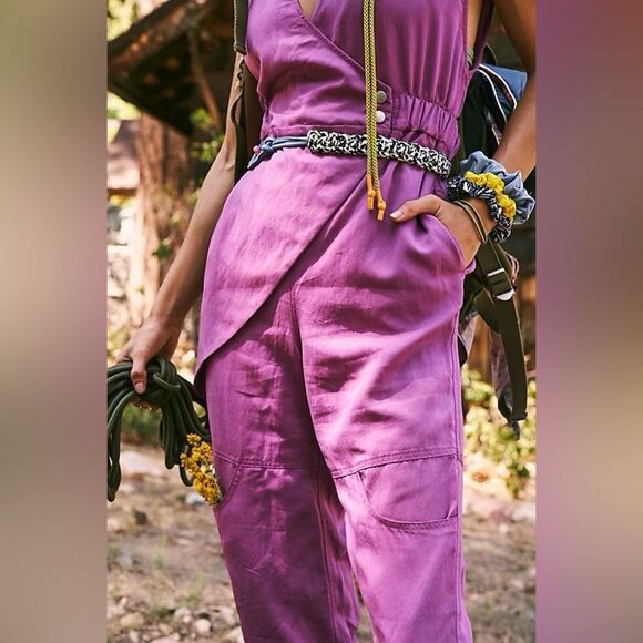 Free People FP Movement Road Ahead Onesie Jumpsuit in Purple Magenta Pink - Picture 4 of 9